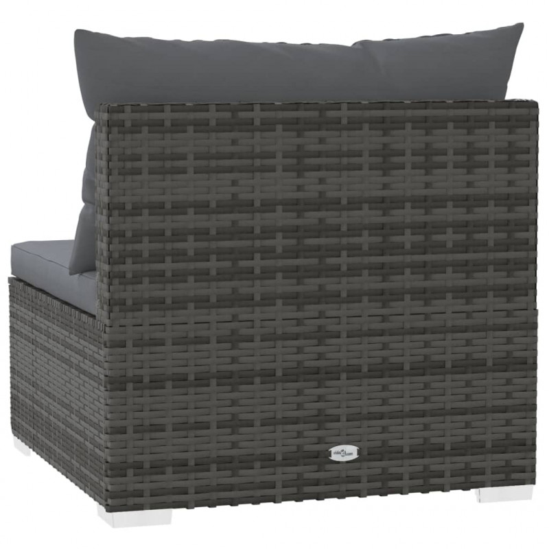 3-osobowa sofa z poduszkami, szara, polirattan