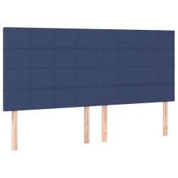 Zagłówek do łóżka z LED, niebieski, 200x5x118/128 cm, tkanina