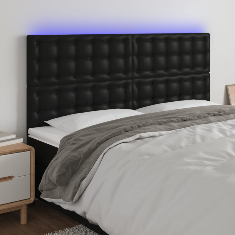 Zagłówek do łóżka, czarny, 160x5x118/128 cm, sztuczna skóra