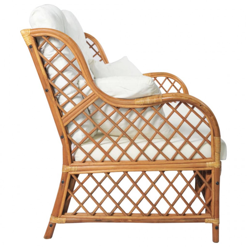 2-osobowa sofa, jasnobrązowa, rattanowa