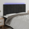Zagłówek do łóżka z LED, czarny, 180x5x118/128 cm, aksamit