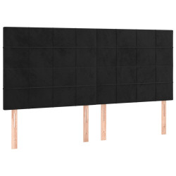 Zagłówek do łóżka z LED, czarny, 180x5x118/128 cm, aksamit