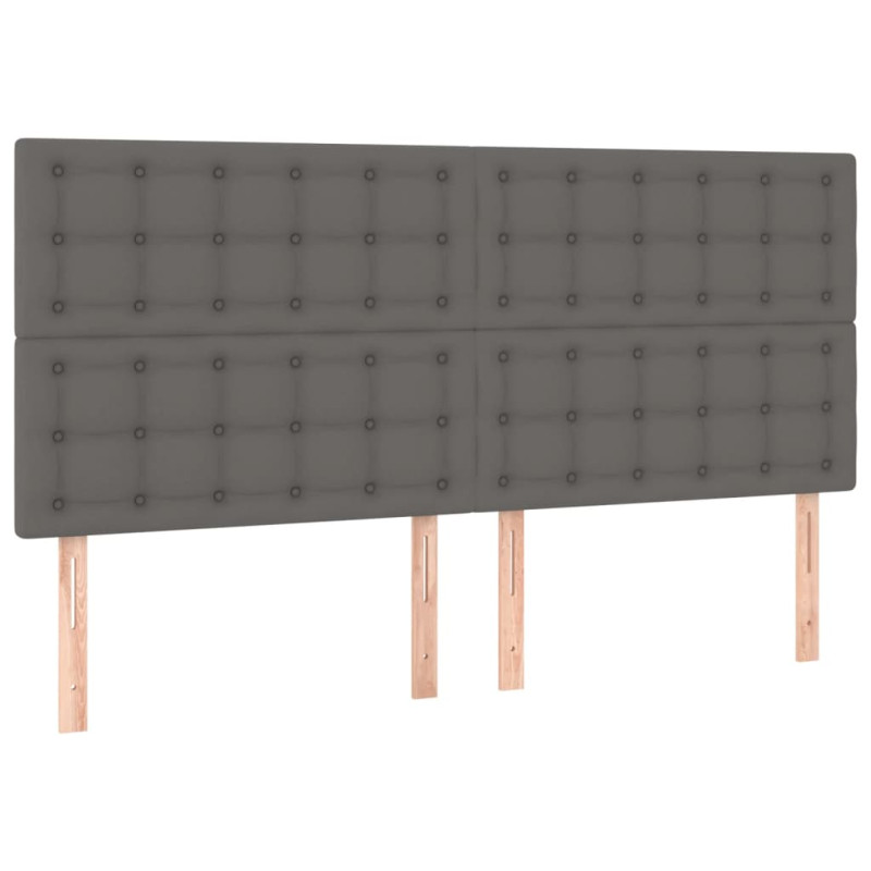 Zagłówek do łóżka, szary, 200x5x118/128 cm, sztuczna skóra