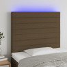 Zagłówek do łóżka z LED ciemnobrązowy 100x5x118/128 cm tkanina