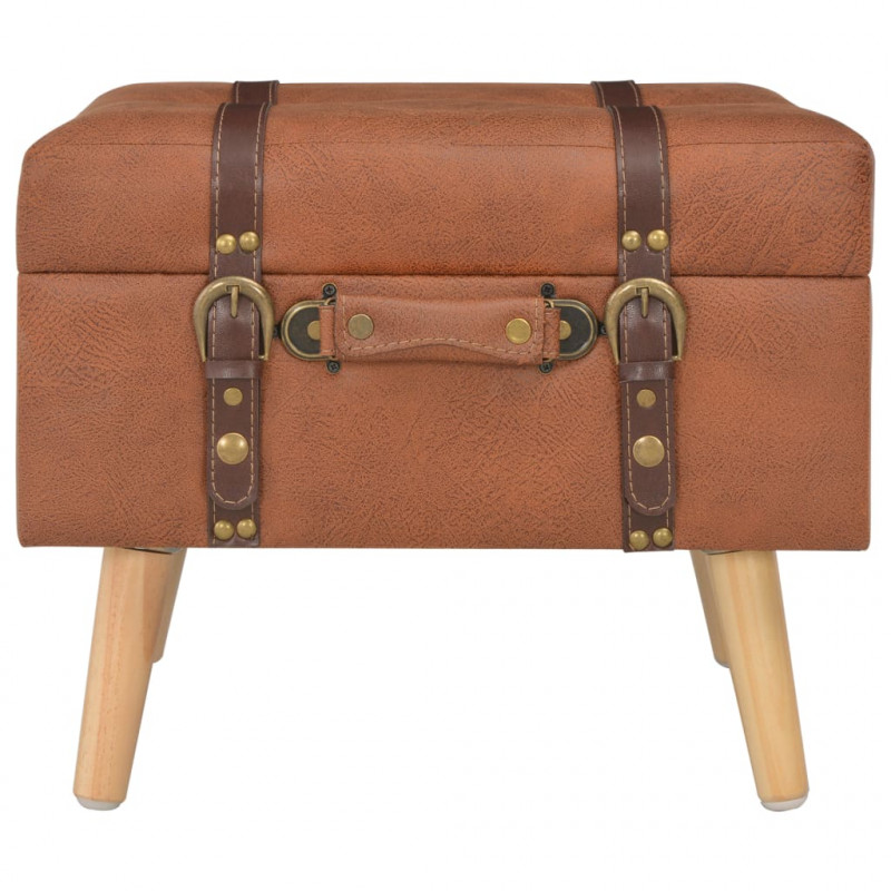 Stołek ze schowkiem, 40 cm, kolor tan, sztuczna skóra