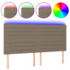 Zagłówek do łóżka z LED, taupe, 160x5x118/128 cm, tkanina