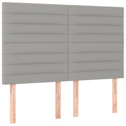 Zagłówek do łóżka z LED, jasnoszary, 144x5x118/128 cm, tkanina