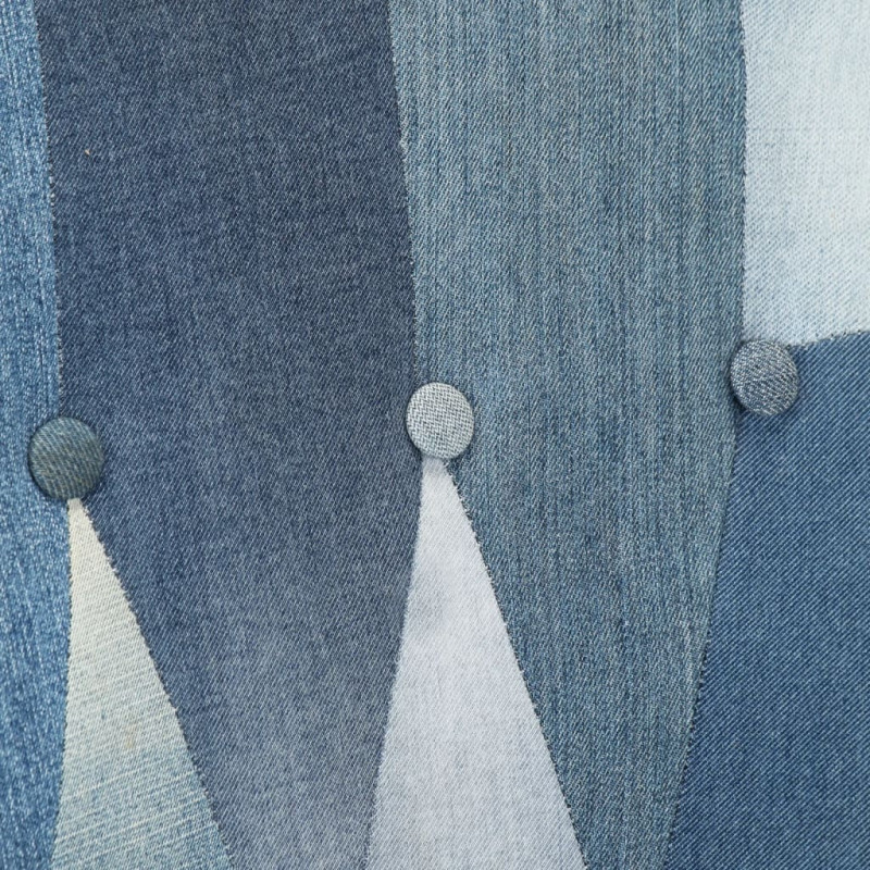 Fotel z wysokim oparciem, patchwork, denim
