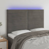 Zagłówek do łóżka z LED, ciemnoszary, 144x5x118/128 cm, aksamit