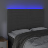 Zagłówek do łóżka z LED, ciemnoszary, 144x5x118/128 cm, aksamit