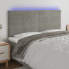 Zagłówek do łóżka z LED, jasnoszary, 160x5x118/128 cm, aksamit