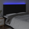 Zagłówek do łóżka z LED, czarny, 200x5x118/128 cm, tkanina
