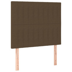 Zagłówek do łóżka z LED ciemnobrązowy, 90x5x118/128 cm tkanina