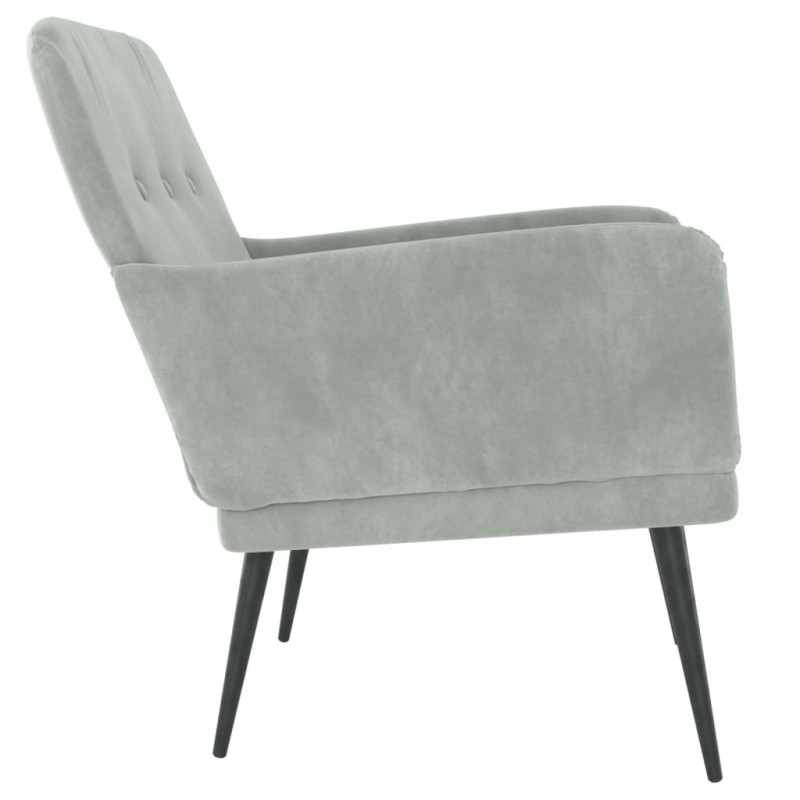 Fotel, jasnoszary, 62x79x79 cm, obity aksamitem