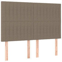 Zagłówek do łóżka z LED, taupe, 144x5x118/128 cm, tkanina