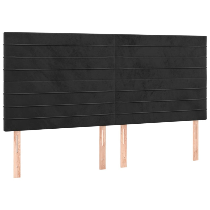Zagłówek do łóżka z LED, czarny, 180x5x118/128 cm, aksamit