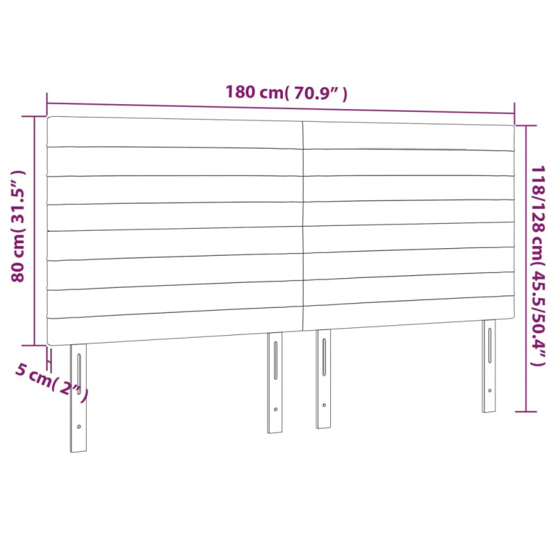 Zagłówek do łóżka z LED, czarny, 180x5x118/128 cm, aksamit