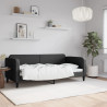 Sofa z funkcją spania, czarna, 90x190 cm, obita tkaniną