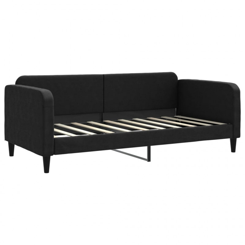Sofa z funkcją spania, czarna, 90x190 cm, obita tkaniną
