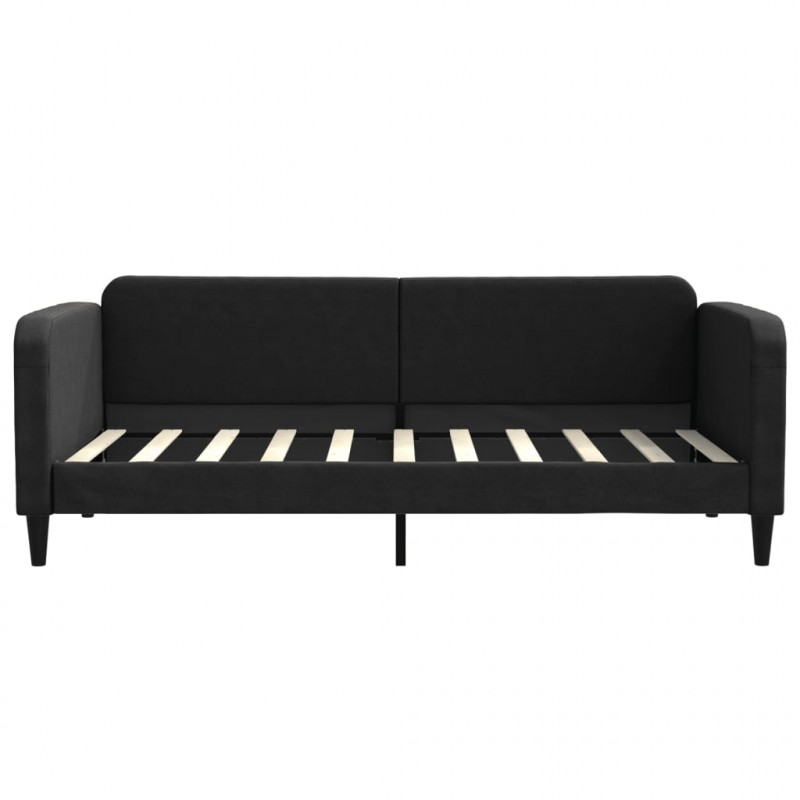 Sofa z funkcją spania, czarna, 90x190 cm, obita tkaniną