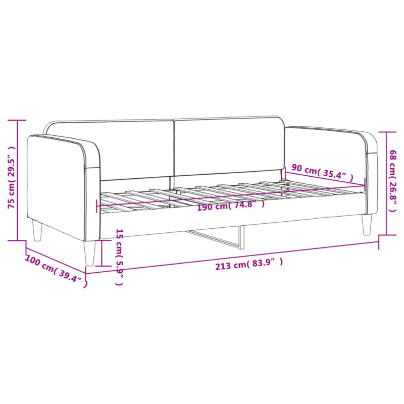 Sofa z funkcją spania, czarna, 90x190 cm, obita tkaniną
