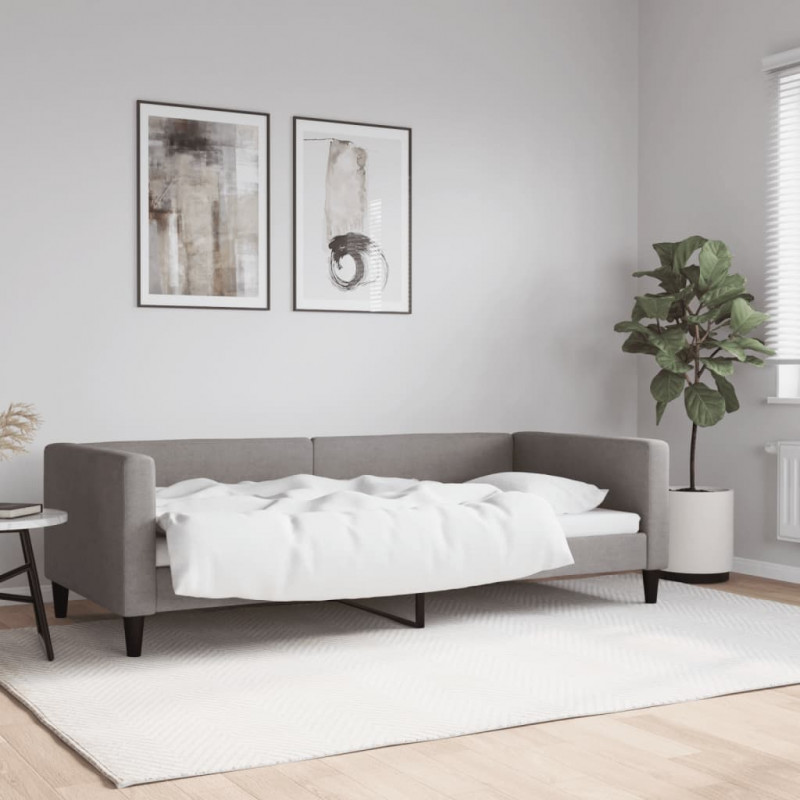 Sofa z funkcją spania, kolor taupe, 90x200 cm, obita tkaniną