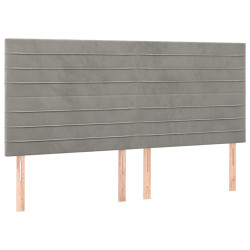 Zagłówek do łóżka z LED, jasnoszary, 200x5x118/128 cm, aksamit