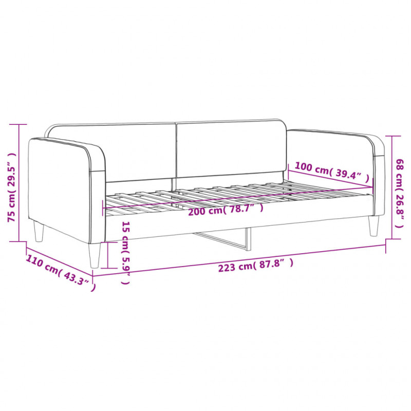 Sofa z funkcją spania, ciemnoszara, 100x200 cm, obita tkaniną