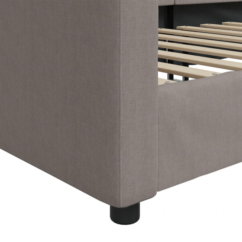 Sofa z funkcją spania, kolor taupe, 90x200 cm, obita tkaniną