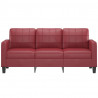 3-osobowa sofa, winna czerwień, 180 cm, sztuczna skóra