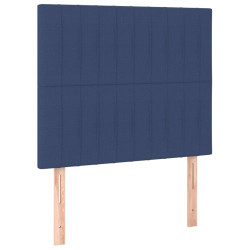 Zagłówek do łóżka z LED, niebieski, 100x5x118/128 cm, tkanina