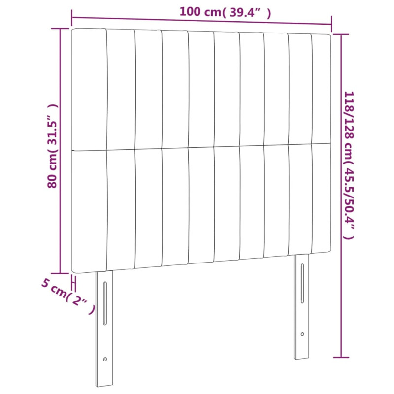 Zagłówek do łóżka z LED, niebieski, 100x5x118/128 cm, tkanina