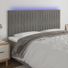 Zagłówek do łóżka z LED, jasnoszary, 160x5x118/128 cm, aksamit