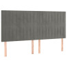 Zagłówek do łóżka z LED, jasnoszary, 160x5x118/128 cm, aksamit