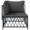 Narożny moduł sofy ogrodowej z poduszkami, antracyt, plecionka