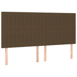 Zagłówek do łóżka z LED ciemnobrązowy 200x5x118/128 cm tkanina