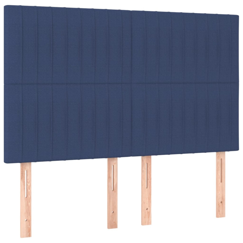 Zagłówek do łóżka z LED, niebieski, 144x5x118/128 cm, tkanina