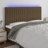 Zagłówek do łóżka z LED ciemnobrązowy 180x5x118/128 cm tkanina