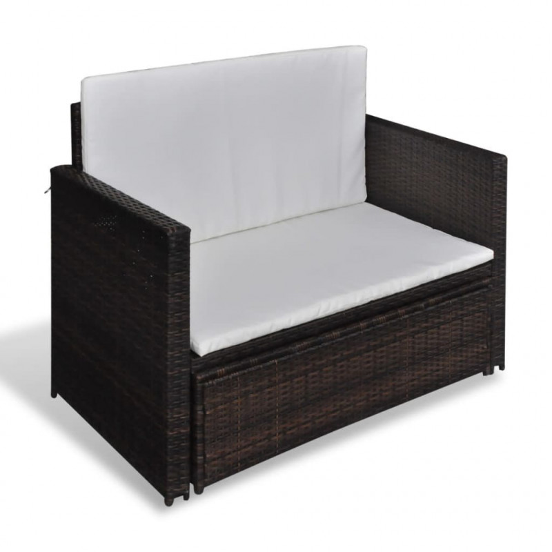 Sofa ogrodowa, rattan PE, brązowa