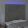 Zagłówek do łóżka z LED, jasnoszary, 90x5x118/128 cm, aksamit