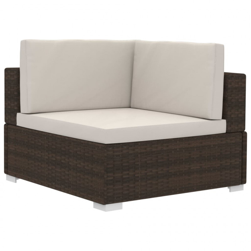 4-częściowa sofa do ogrodu, z poduszkami, polirattan, brązowa