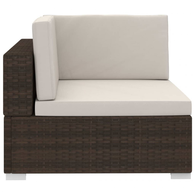 4-częściowa sofa do ogrodu, z poduszkami, polirattan, brązowa