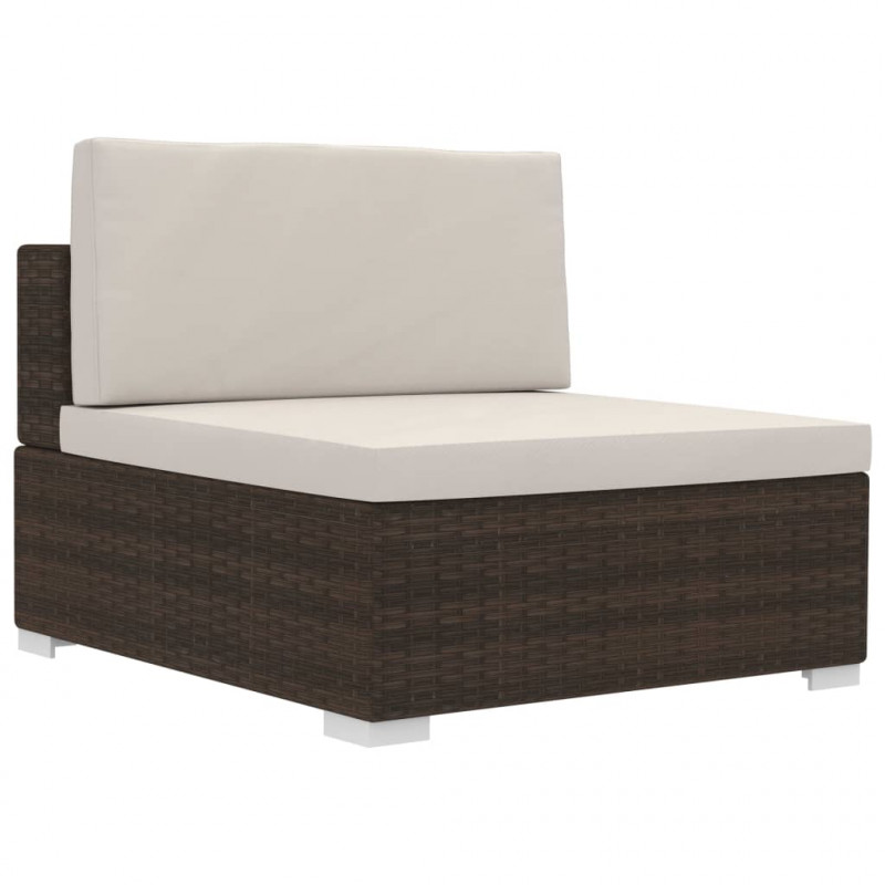 4-częściowa sofa do ogrodu, z poduszkami, polirattan, brązowa
