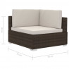 4-częściowa sofa do ogrodu, z poduszkami, polirattan, brązowa