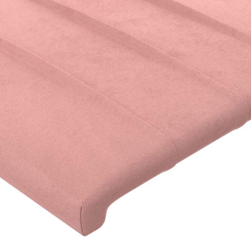 Zagłówek do łóżka z LED, różowy, 160x5x118/128 cm, aksamit