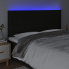 Zagłówek do łóżka z LED, czarny, 160x5x118/128 cm, tkanina