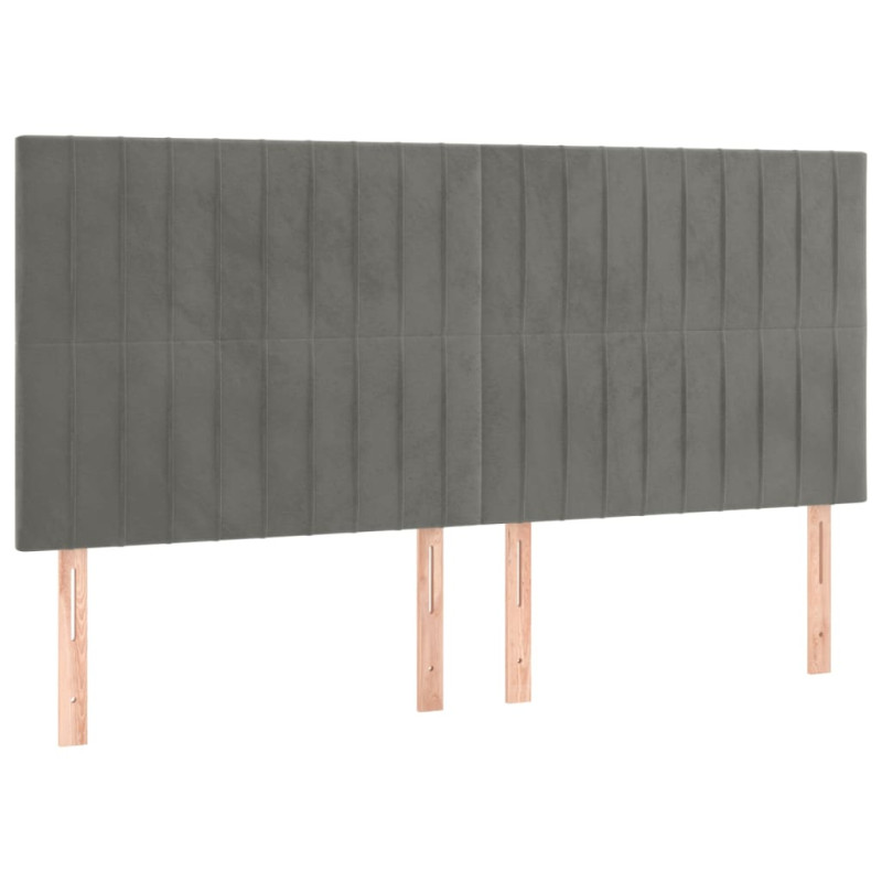 Zagłówek do łóżka z LED, jasnoszary, 200x5x118/128 cm, aksamit