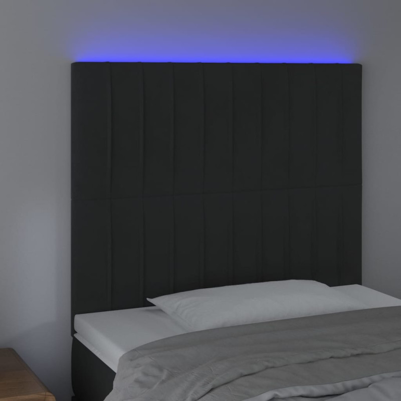 Zagłówek do łóżka z LED, czarny, 90x5x118/128 cm, aksamit