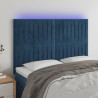 Zagłówek do łóżka z LED ciemnoniebieski, 144x5x118/128 cm