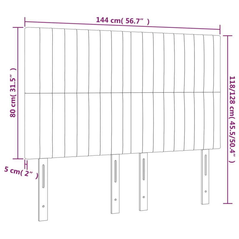 Zagłówek do łóżka z LED ciemnoniebieski, 144x5x118/128 cm